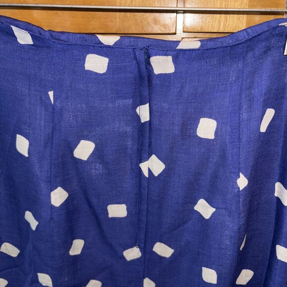 JOANIE CHAR Collections Jacket Skirt Set 12 Vintage Lined Blue White Linen Silk - Picture 11 of 12